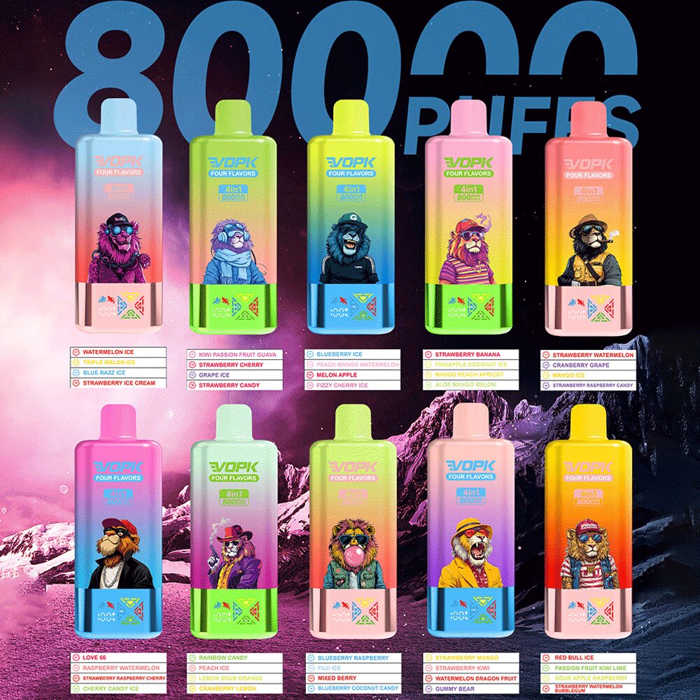 Vopk Four Flavors 80000 80K Puffs 4 in 1 Flavors Rechargeable LCD Display Disposable Vape flavor options image