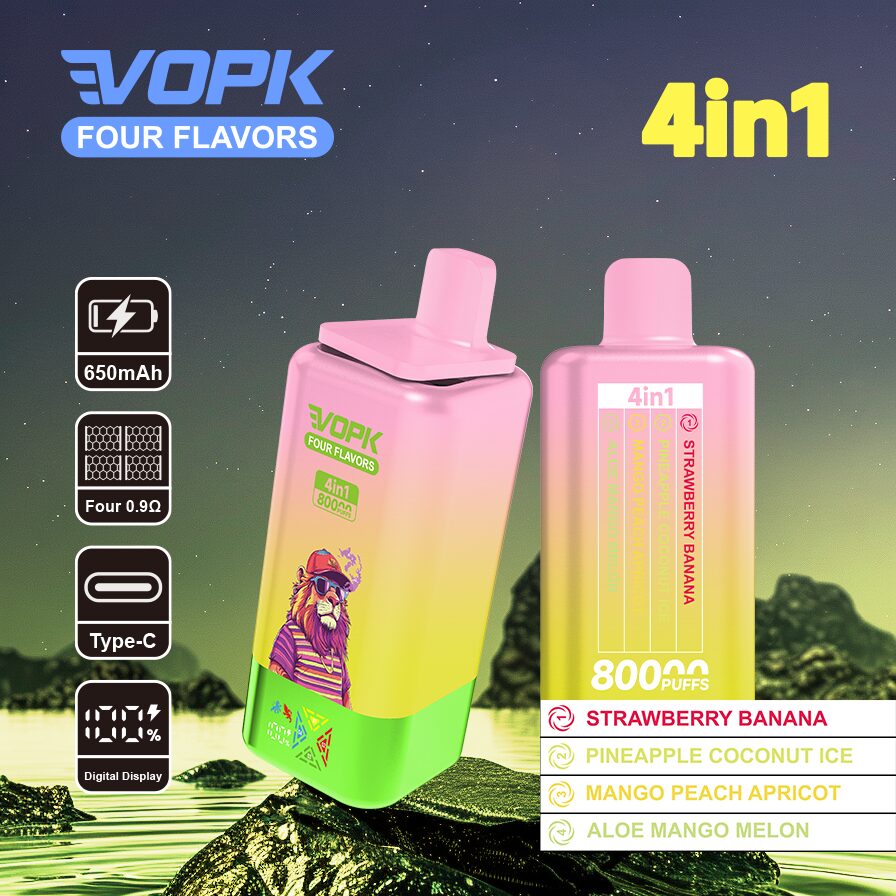 Vopk Four Flavors 80000 80K Puffs 4 in 1 Flavors Rechargeable LCD Display Disposable Vape product detail image