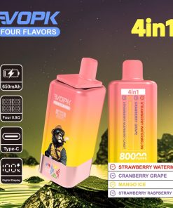Vopk Four Flavors 80000 80K Puffs 4 in 1 Flavors Rechargeable LCD Display Disposable Vape in Strawberry Watermelon / Cranberry Grape / Mango Ice /