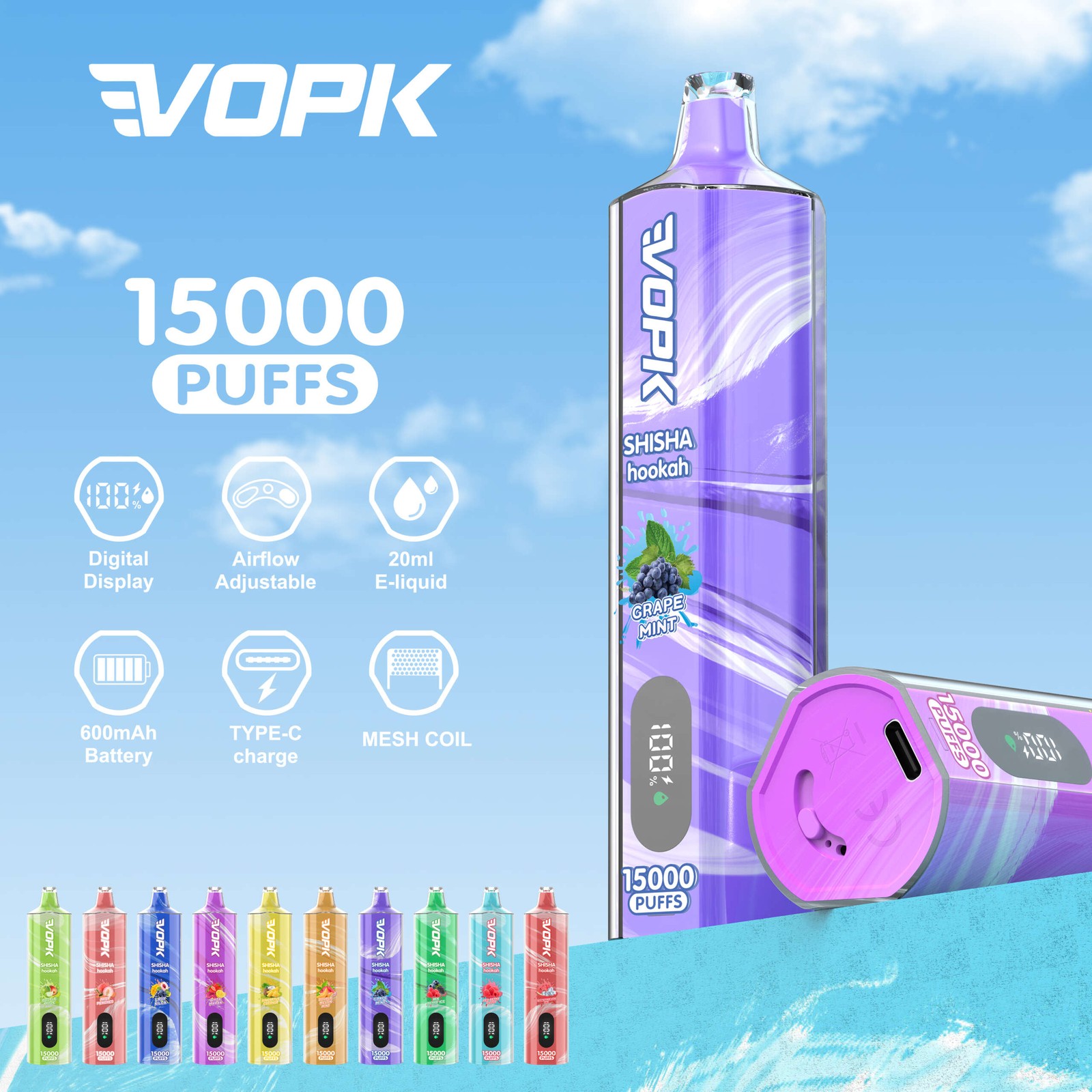 VOPK Shisha Hookah 15000 15K Puffs Edition DTL Disposable product image