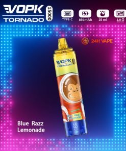 VOPK Tornado 15000 15K Puffs LED Display Disposable in Blue Razz Lemonade flavor