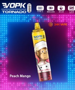 VOPK Tornado 15000 15K Puffs LED Display Disposable in Peach Mango flavor