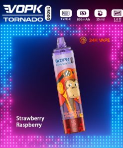 VOPK Tornado 15000 15K Puffs LED Display Disposable in Strawberry Raspberry flavor