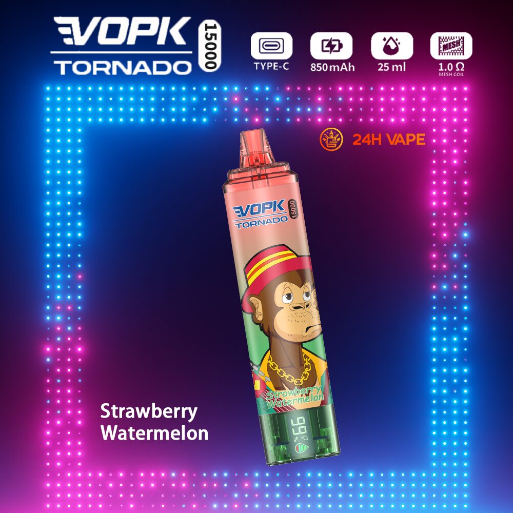 VOPK Tornado 15000 15K Puffs LED Display Disposable in Strawberry Watermelon flavor