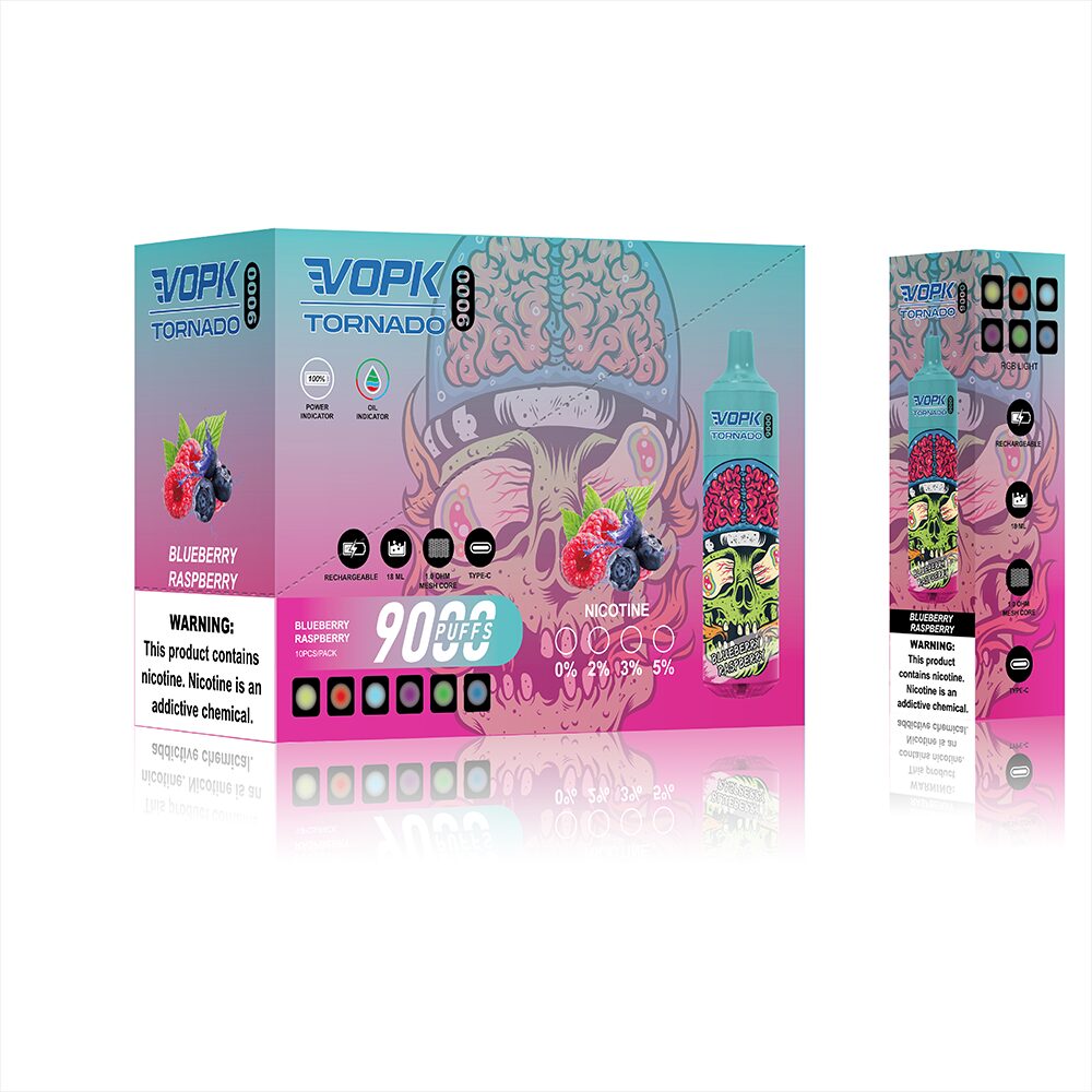 VOPK Tornado 9000 Puffs Disposable in 1. Blueberry Raspberry flavor