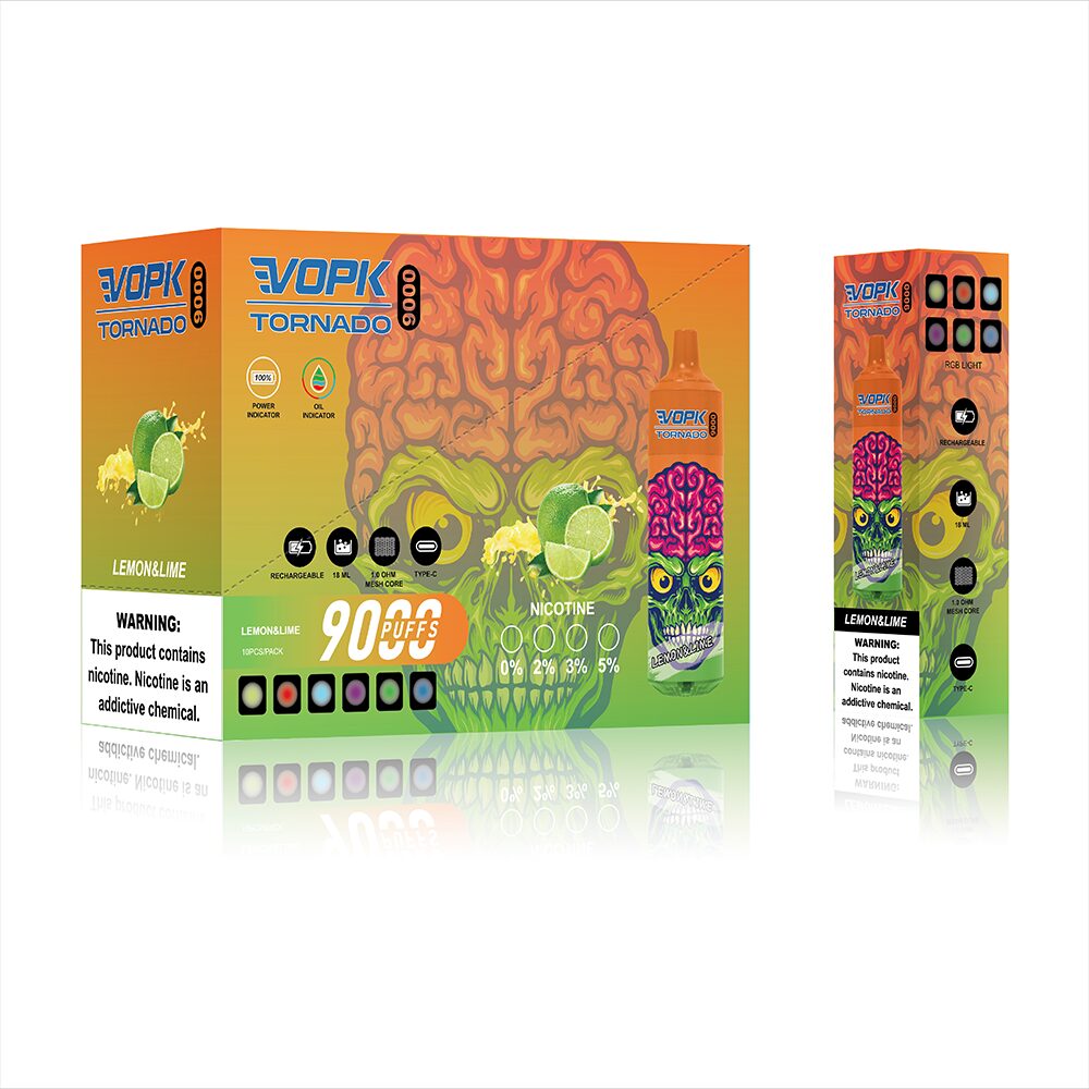 VOPK Tornado 9000 Puffs Disposable in 10. Lemon Lime flavor