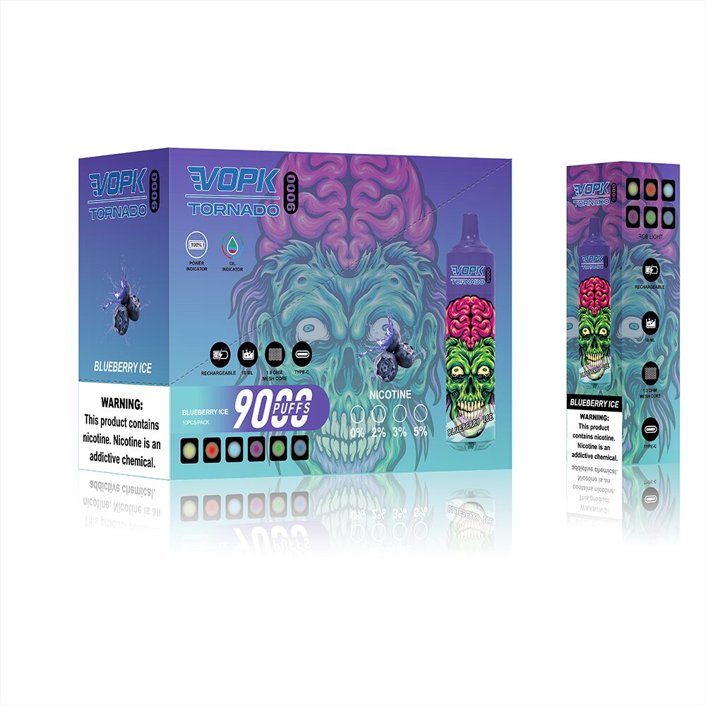 VOPK Tornado 9000 Puffs Disposable in 3. Blueberry Ice flavor