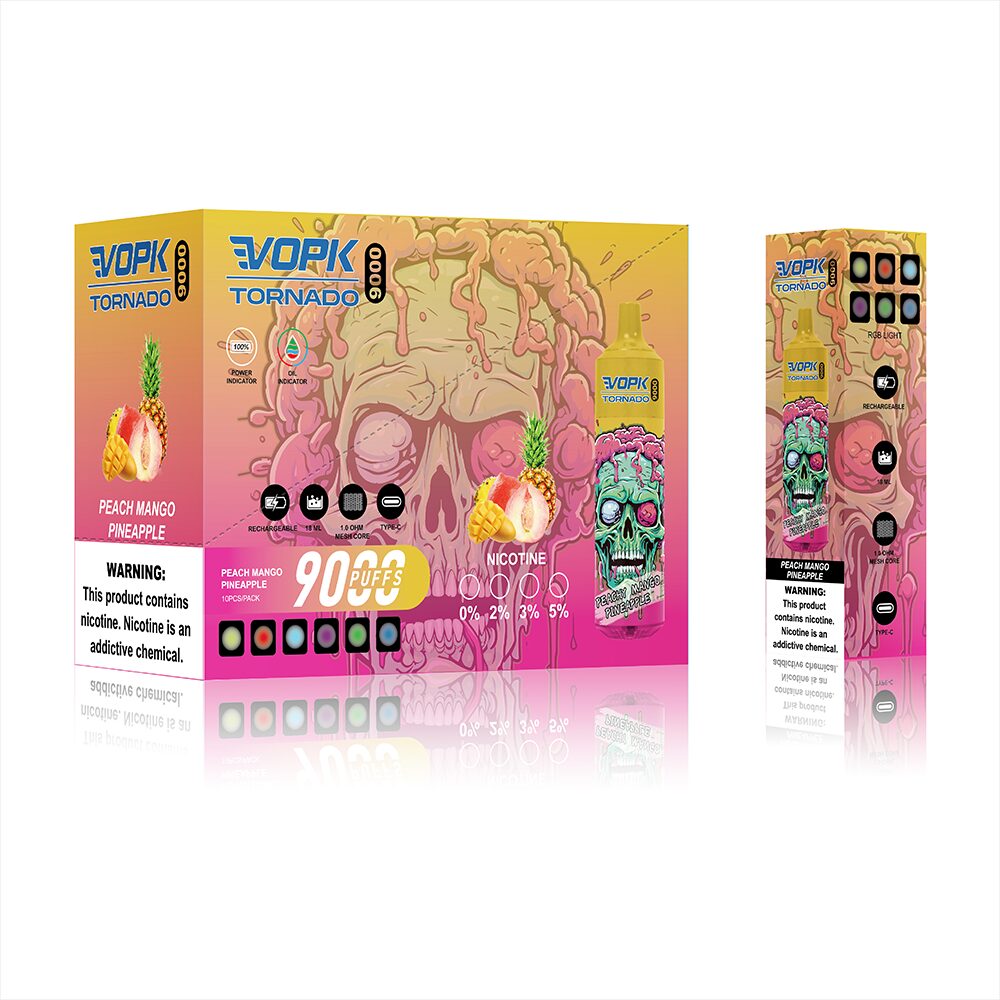 VOPK Tornado 9000 Puffs Disposable in 7. Peach Mango Pineapple flavor