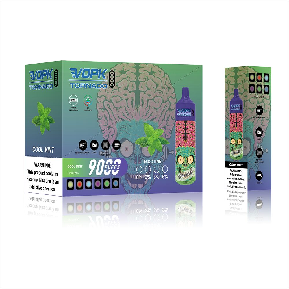 VOPK Tornado 9000 Puffs Disposable in 9. Cool Mint flavor