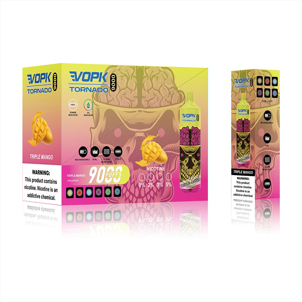 VOPK Tornado 9000 Puffs Disposable in vopk tornado 9000 triple mango flavor