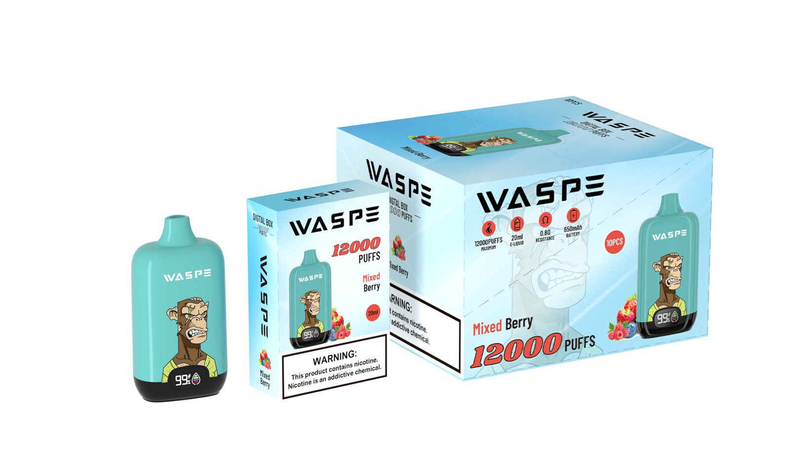 WASPE Digital Box 12000 Puffs Original Edition Disposable Vape in Waspe Digital Box 12000 flavor