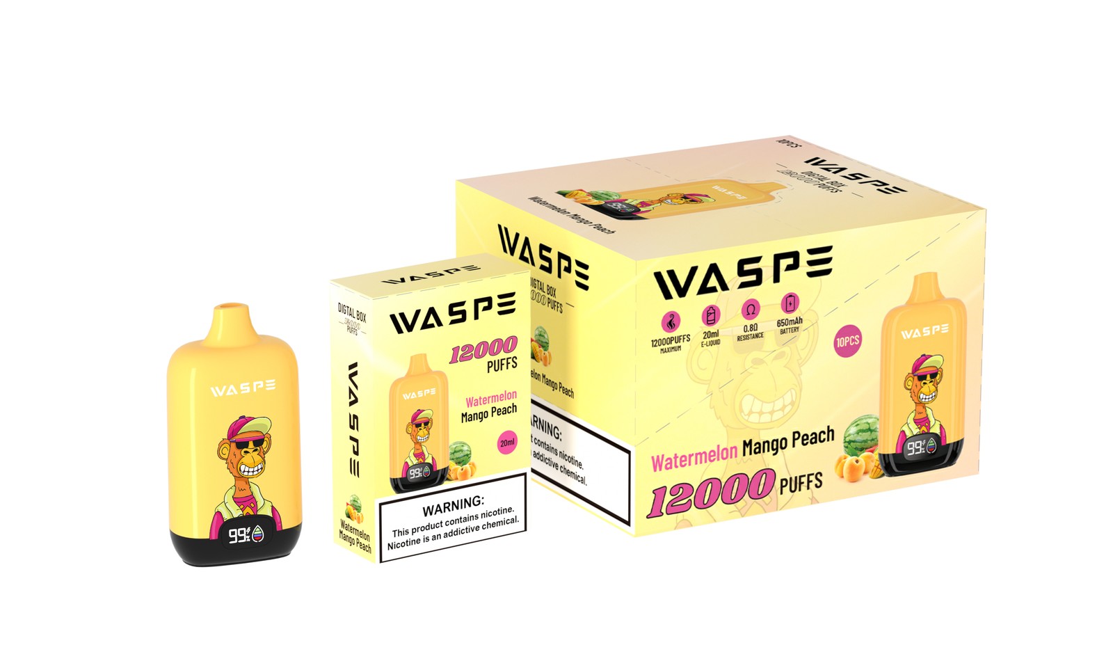 WASPE Digital Box 12000 Puffs Original Edition Disposable Vape in Waspe Digital Box 12000 flavor