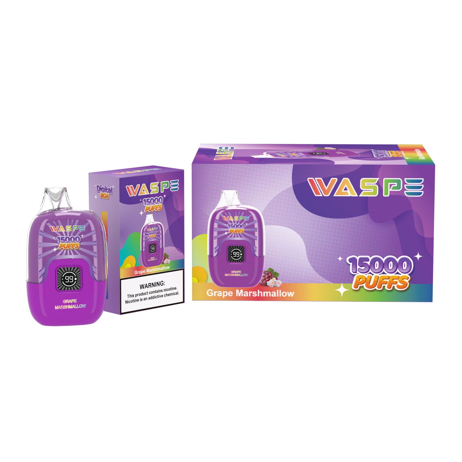 WASPE Digital Box 15000 Puffs Original LED Display Edition Disposable Vape Pen in Waspe Digital Box 15000 flavor
