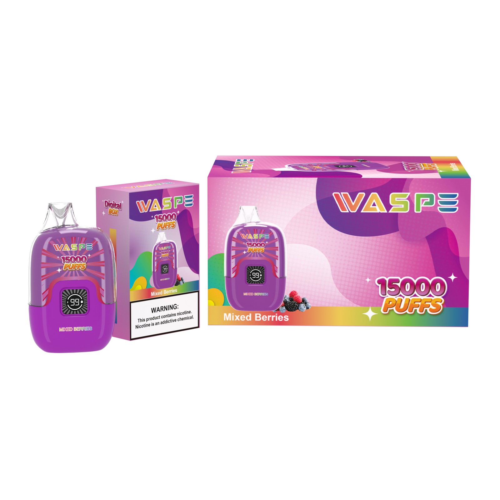 WASPE Digital Box 15000 Puffs Original LED Display Edition Disposable Vape Pen in Waspe Digital Box 15000 flavor