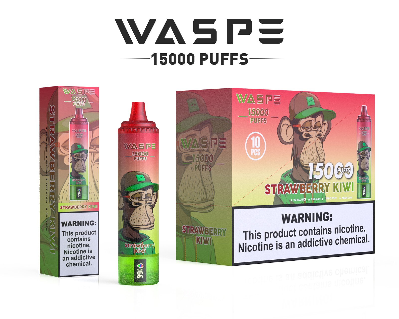 WASPE 15000 Puffs Original LED Display Edition Disposable Vape Pen in Waspe 15000 flavor