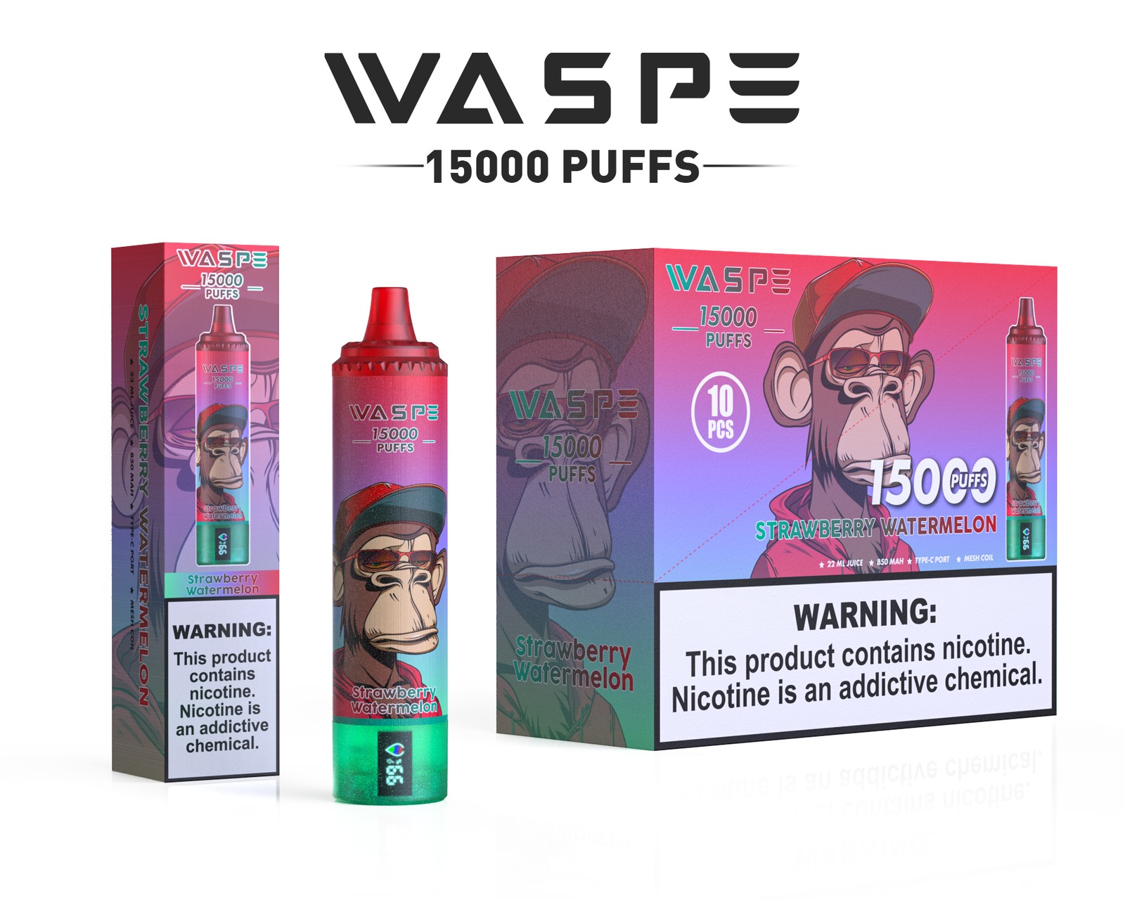 WASPE 15000 Puffs Original LED Display Edition Disposable Vape Pen in Waspe 15000 flavor