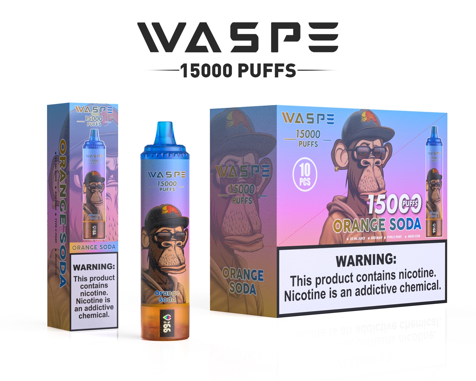 WASPE 15000 Puffs Original LED Display Edition Disposable Vape Pen in Waspe 15000 flavor