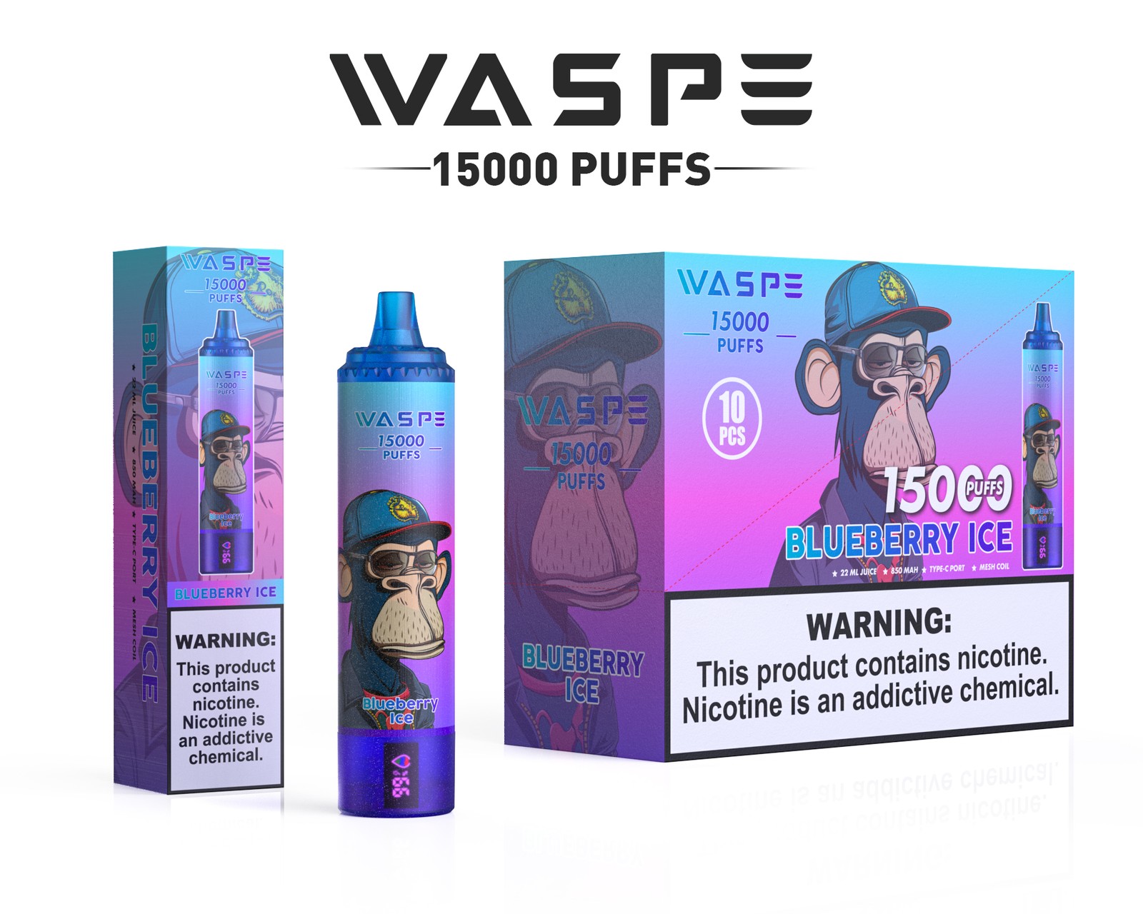 WASPE 15000 Puffs Original LED Display Edition Disposable Vape Pen in Waspe 15000 flavor