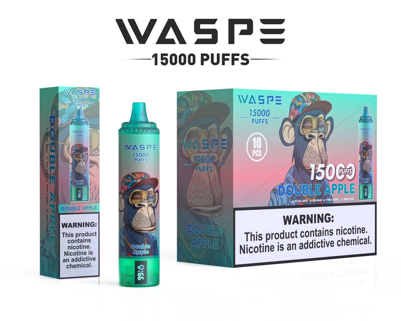 WASPE 15000 Puffs Original LED Display Edition Disposable Vape Pen in Waspe 15000 flavor