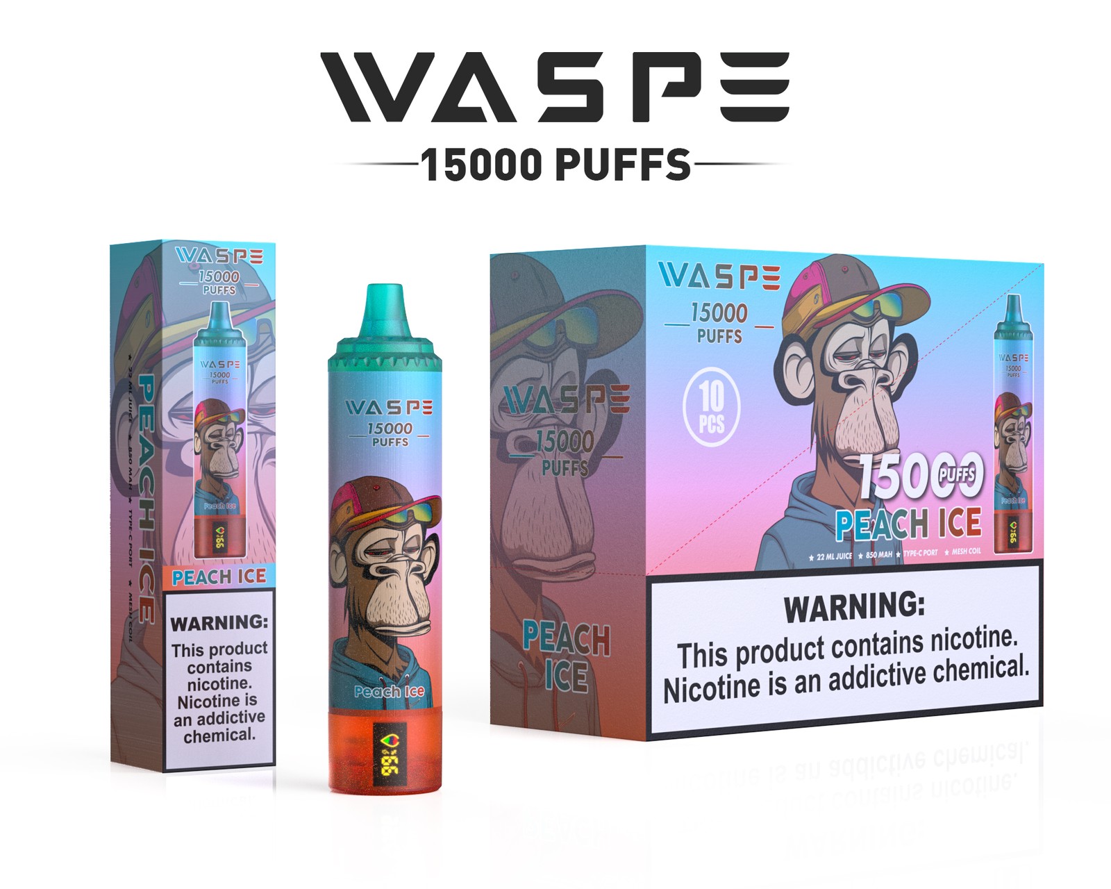 WASPE 15000 Puffs Original LED Display Edition Disposable Vape Pen in Waspe 15000 flavor