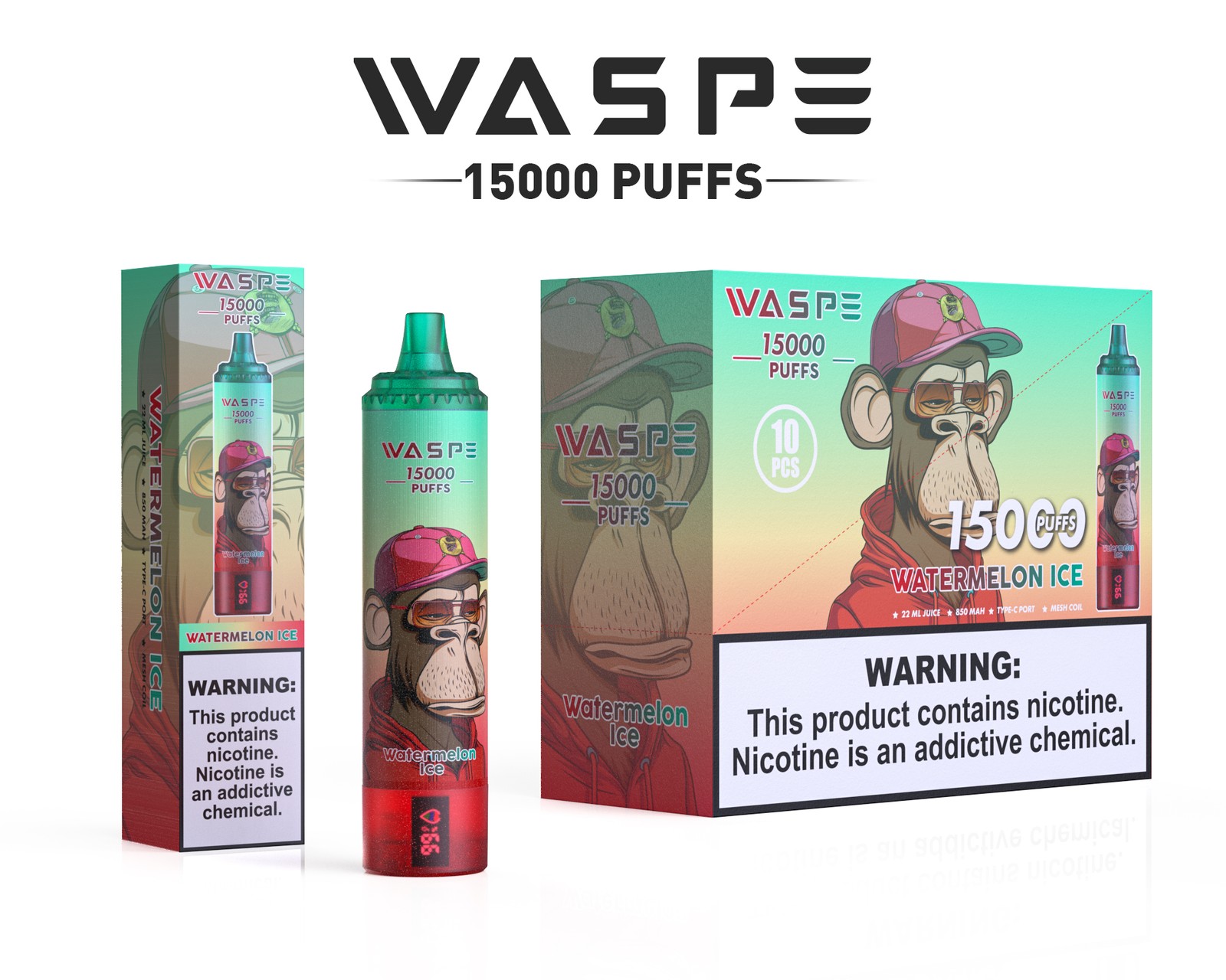 WASPE 15000 Puffs Original LED Display Edition Disposable Vape Pen in Waspe 15000 flavor