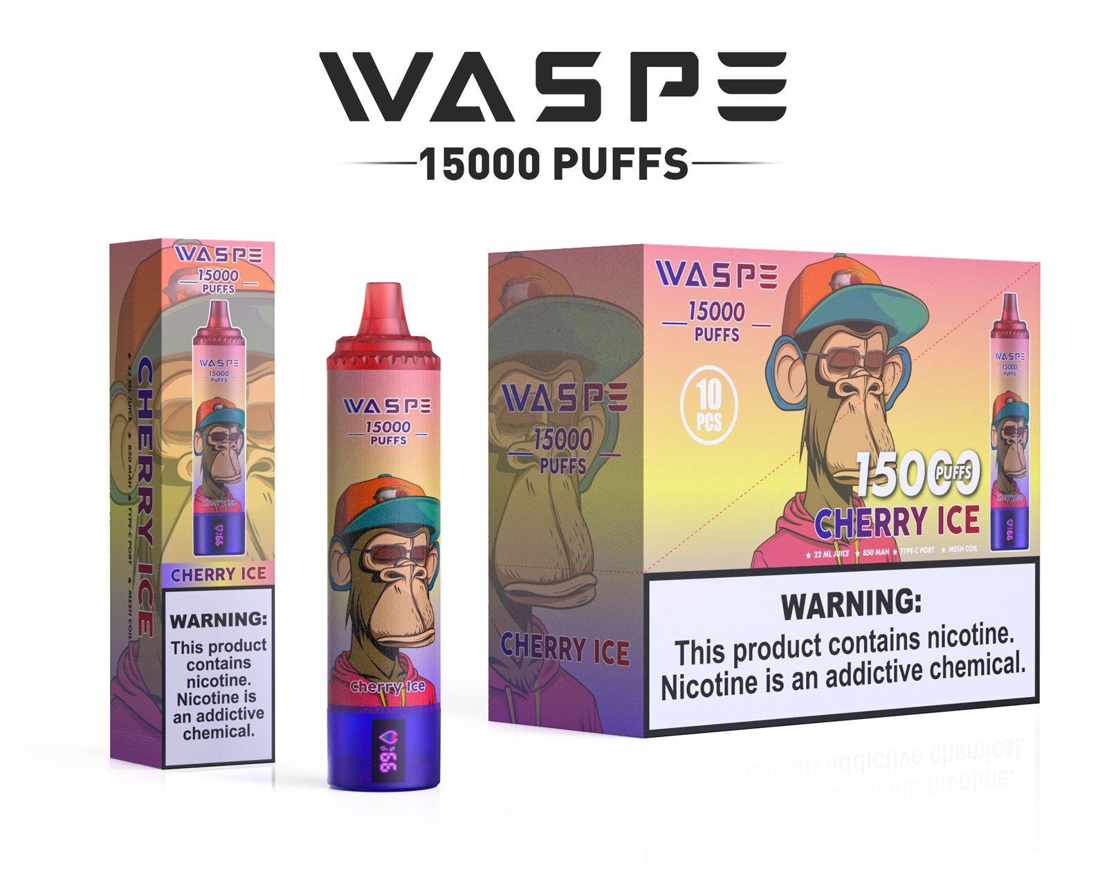 WASPE 15000 Puffs Original LED Display Edition Disposable Vape Pen in Waspe 15000 flavor
