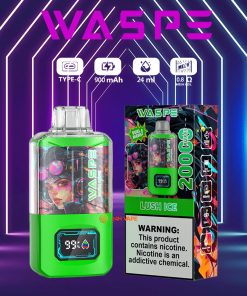 WASPE 20000 20K Puffs Dual Mesh Box 0% 2% 3% 5% Nicotine LCD Display Disposable Vape in 1.Lush Ice flavor