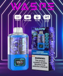 WASPE 20000 20K Puffs Dual Mesh Box 0% 2% 3% 5% Nicotine LCD Display Disposable Vape in 11. Blueberry Raspberry Lemonade flavor