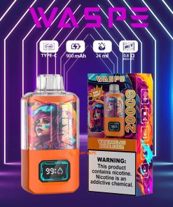 WASPE 20000 20K Puffs Dual Mesh Box 0% 2% 3% 5% Nicotine LCD Display Disposable Vape in 12. Watermelon Bubblegum flavor