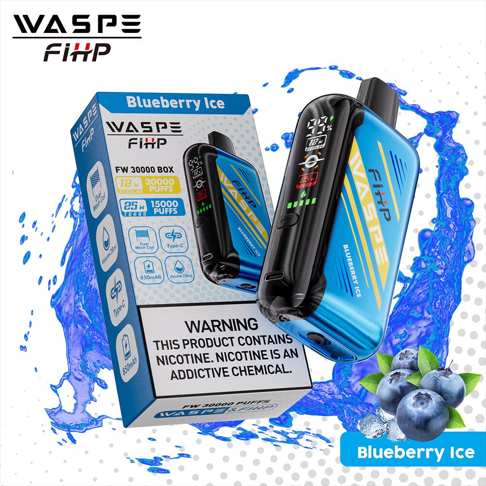 Waspe 30000 30K Puffs Edition Dual Mesh LCD Display Disposable Vape in Blueberry Ice flavor