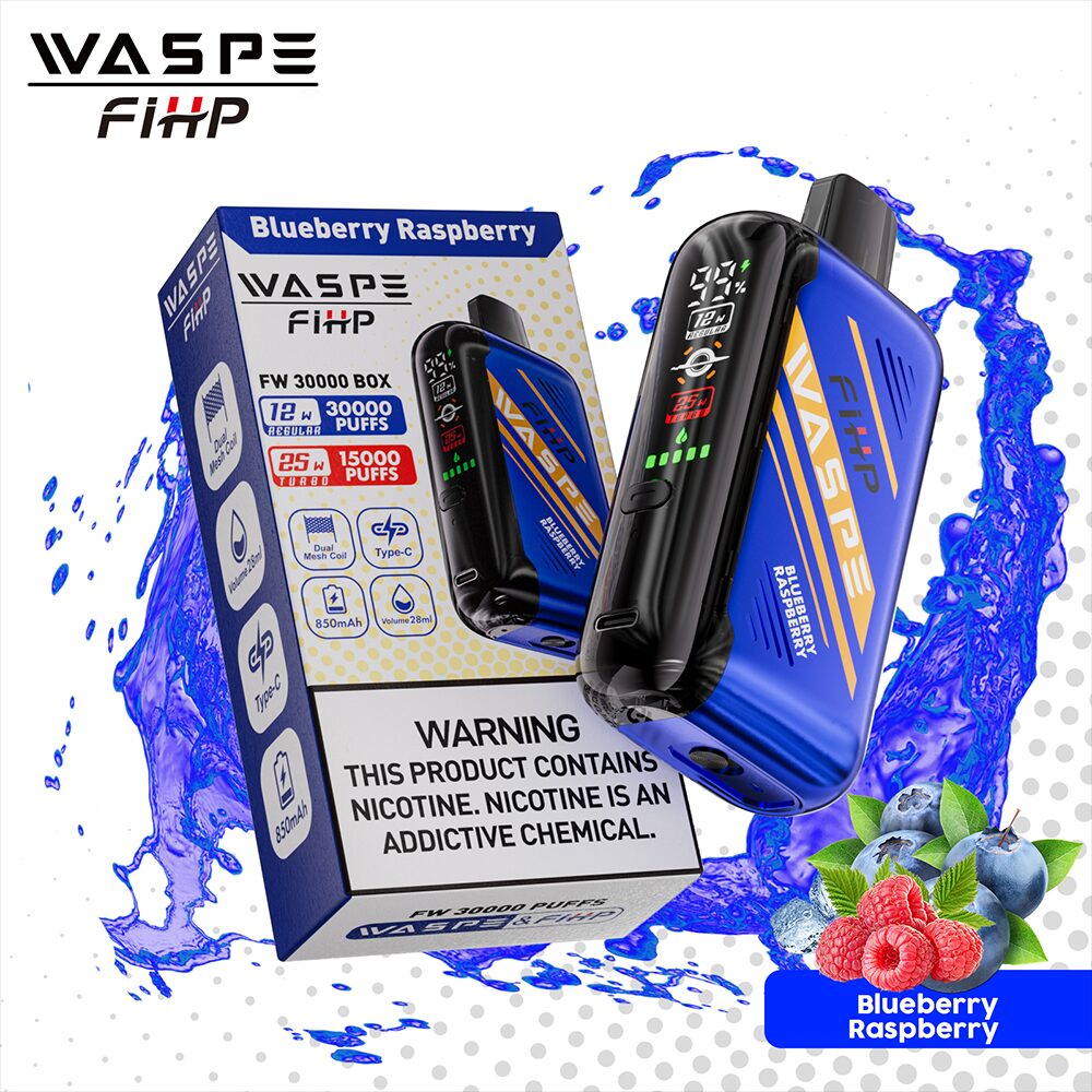 Waspe 30000 30K Puffs Edition Dual Mesh LCD Display Disposable Vape in Blueberry Raspberry flavor