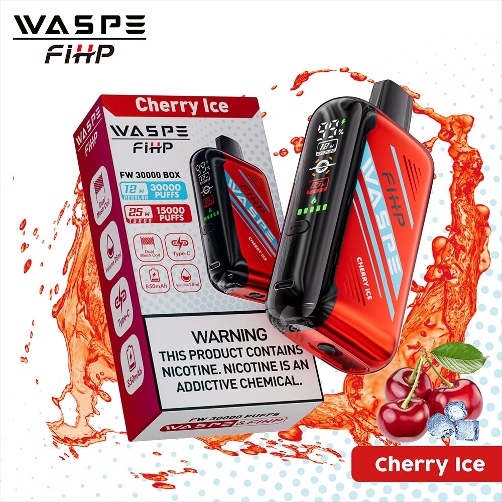 Waspe 30000 30K Puffs Edition Dual Mesh LCD Display Disposable Vape in Cherry Ice flavor