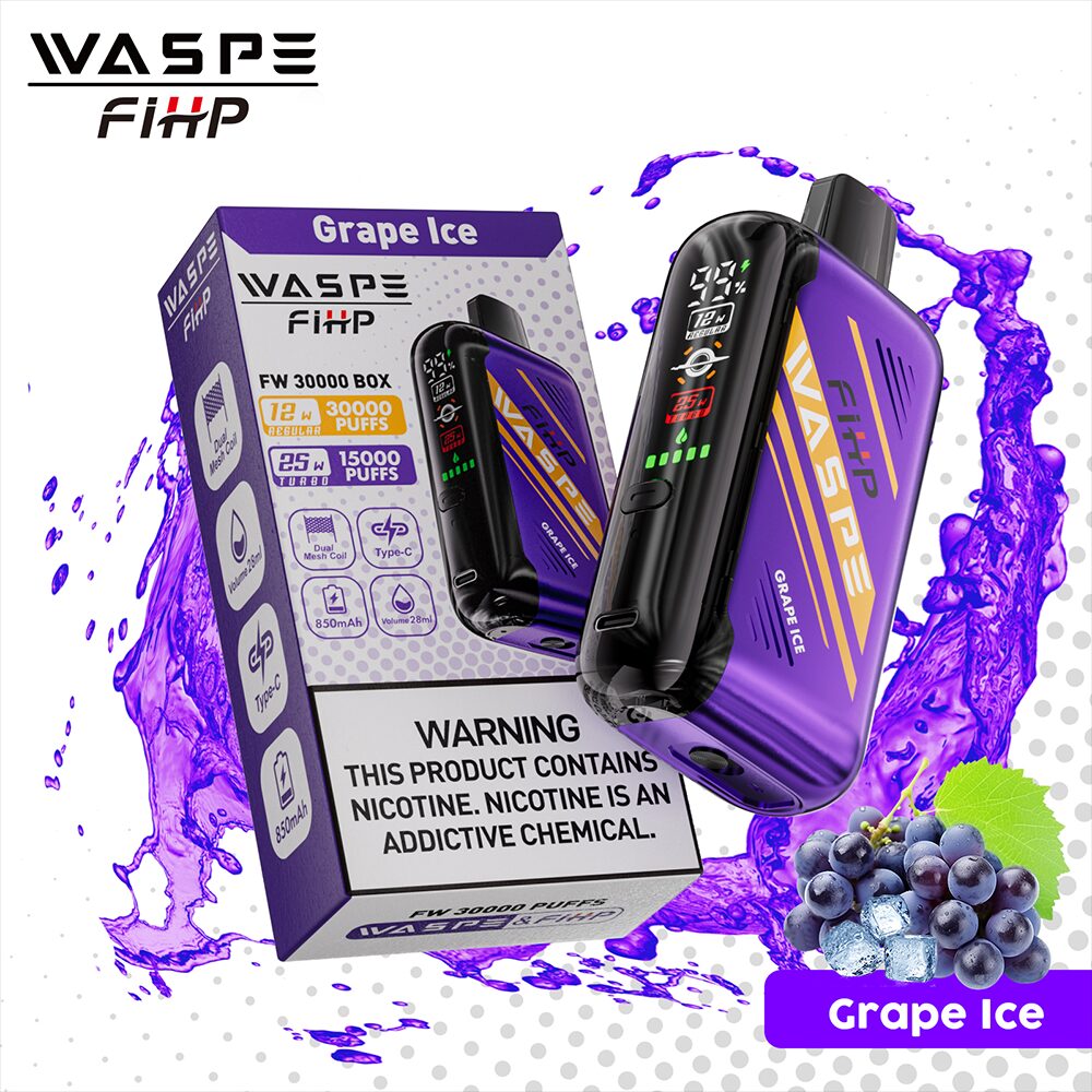 Waspe 30000 30K Puffs Edition Dual Mesh LCD Display Disposable Vape in Grape Ice flavor