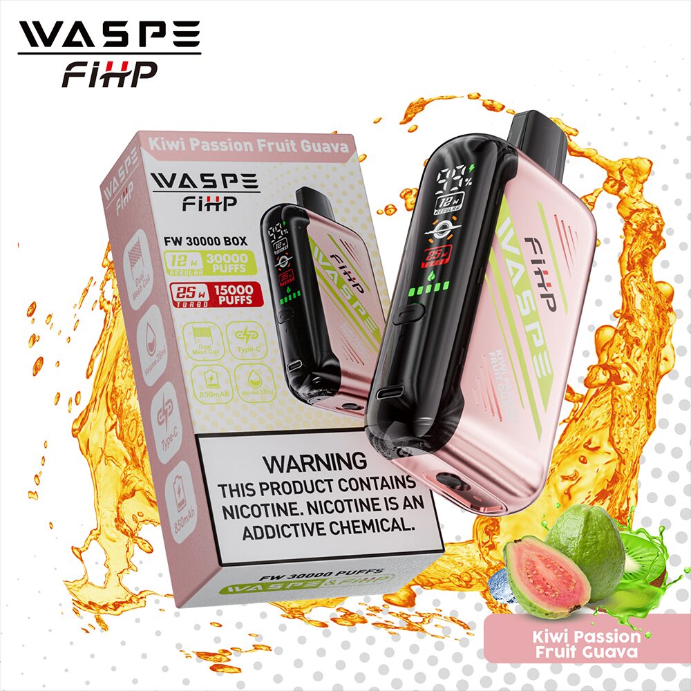 Waspe 30000 30K Puffs Edition Dual Mesh LCD Display Disposable Vape in Kiwi Passion Fruit Guava flavor