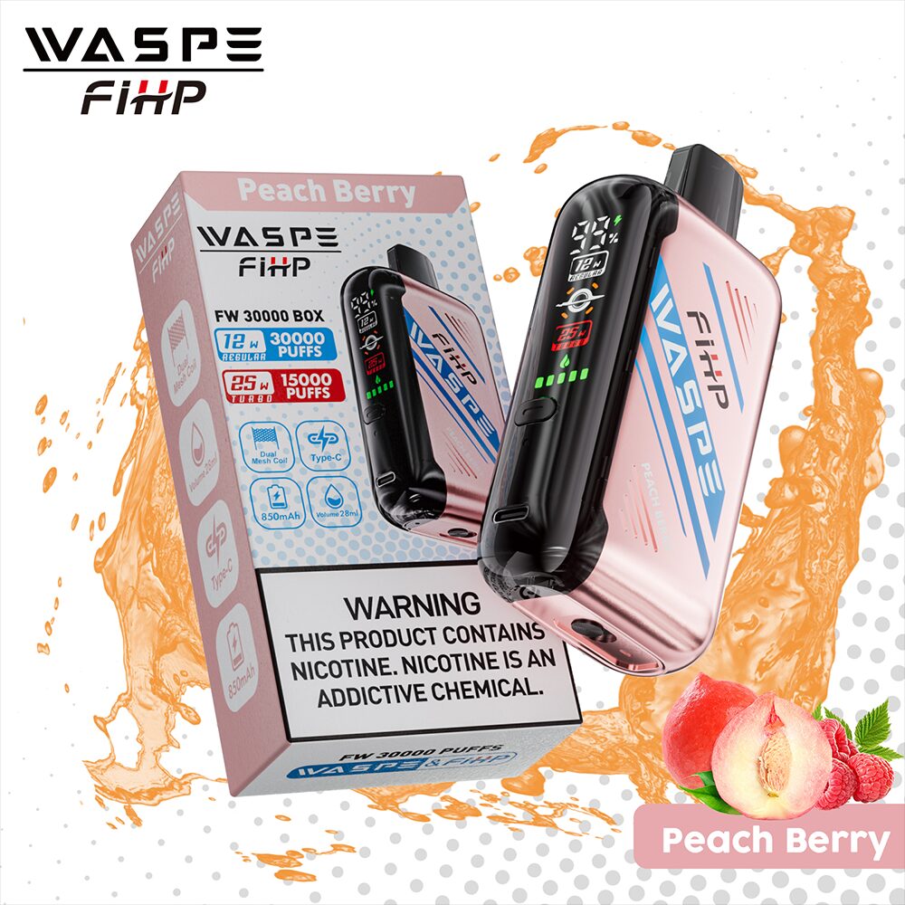 Waspe 30000 30K Puffs Edition Dual Mesh LCD Display Disposable Vape in Peach Berry flavor