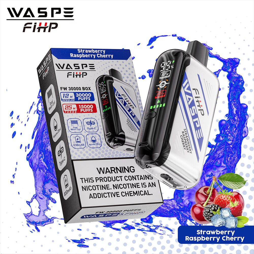Waspe 30000 30K Puffs Edition Dual Mesh LCD Display Disposable Vape in Strawberry Raspberry Cherry flavor