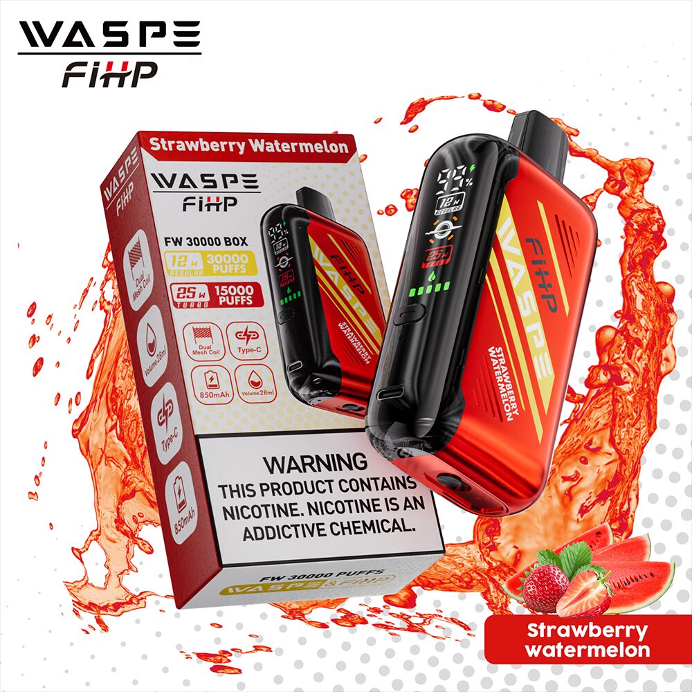 Waspe 30000 30K Puffs Edition Dual Mesh LCD Display Disposable Vape in Strawberry Watermelon flavor