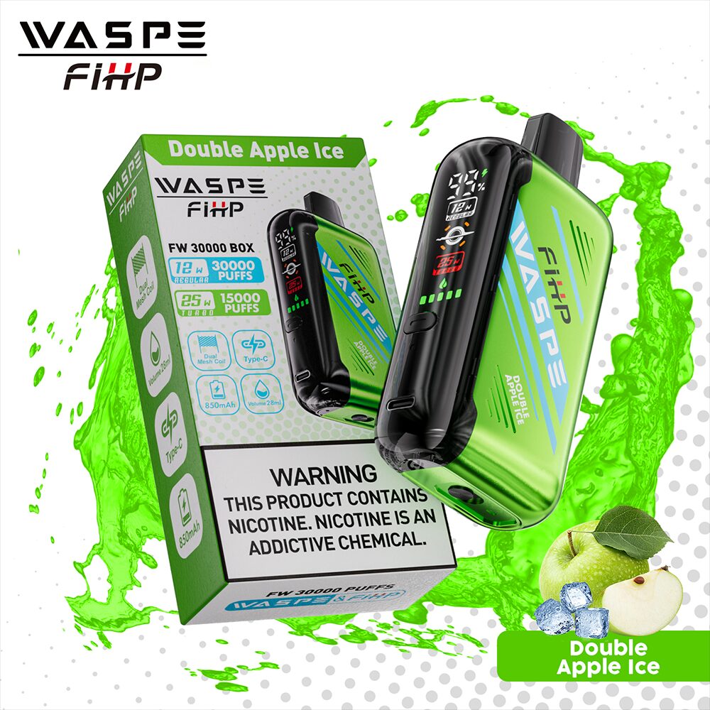 Waspe 30000 30K Puffs Edition Dual Mesh LCD Display Disposable Vape in waspe 30000 double apple ice flavor