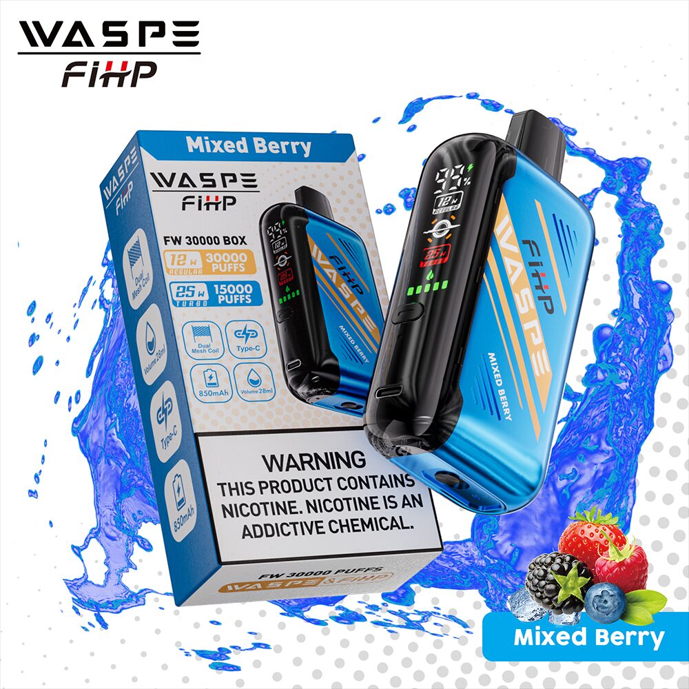 Waspe 30000 30K Puffs Edition Dual Mesh LCD Display Disposable Vape in waspe 30000 mixed berry flavor
