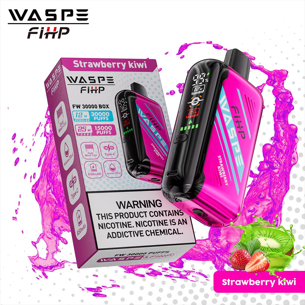 Waspe 30000 30K Puffs Edition Dual Mesh LCD Display Disposable Vape in waspe 30000 strawberry kiwi flavor