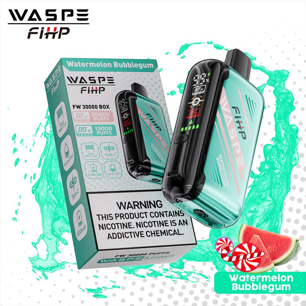 Waspe 30000 30K Puffs Edition Dual Mesh LCD Display Disposable Vape in waspe 30000 watermelon bubblegum flavor