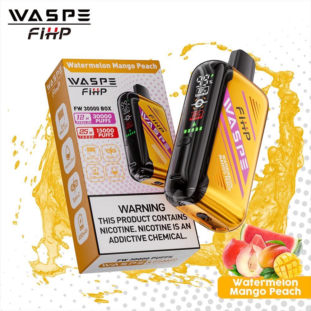 Waspe 30000 30K Puffs Edition Dual Mesh LCD Display Disposable Vape in Watermelon Mango Peach flavor