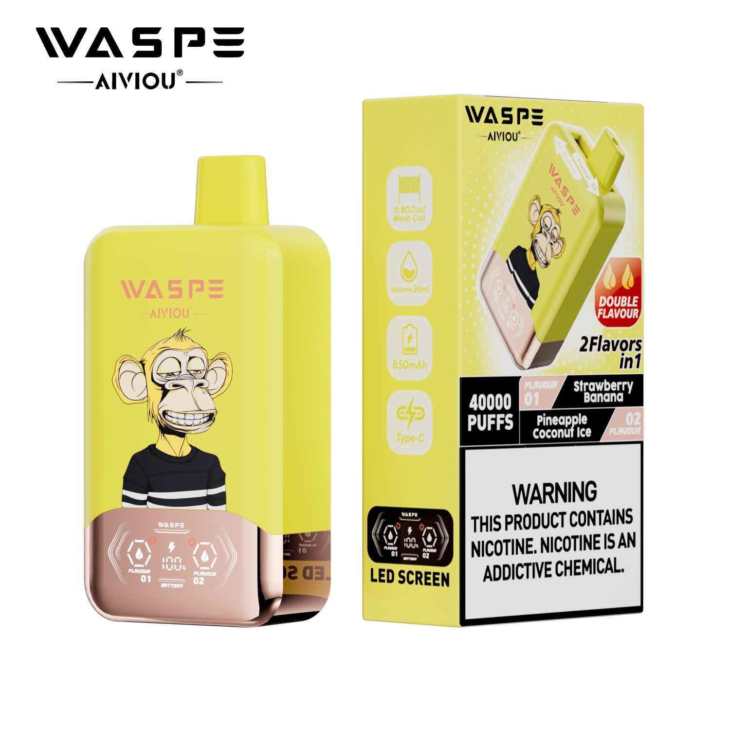 WASPE 40000 40K Puffs Double Taste LCD Display Disposable Vape random flavor option image