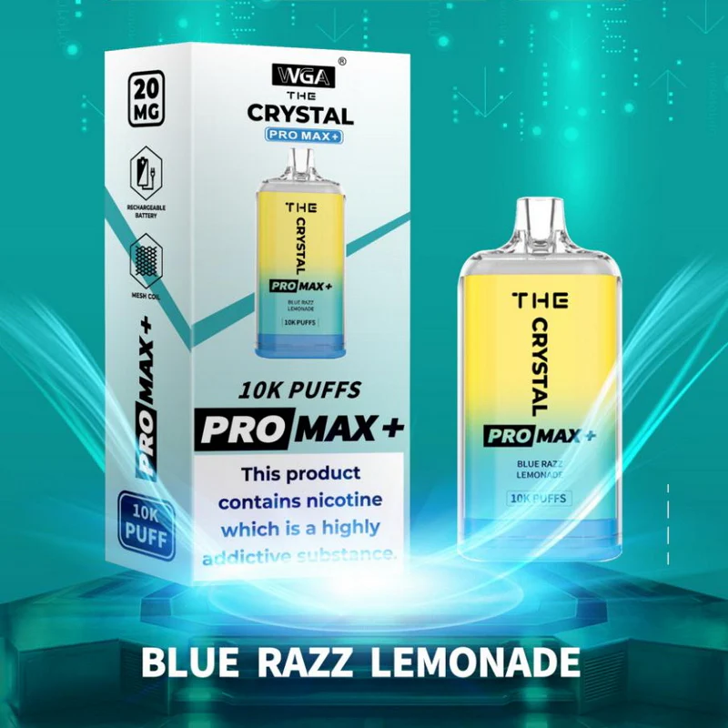 WGA Crystal Pro Max 10000 10k Puffs Sell Well Disposable Vape in wga crystal pro max 10000 blue razz lemonade flavor