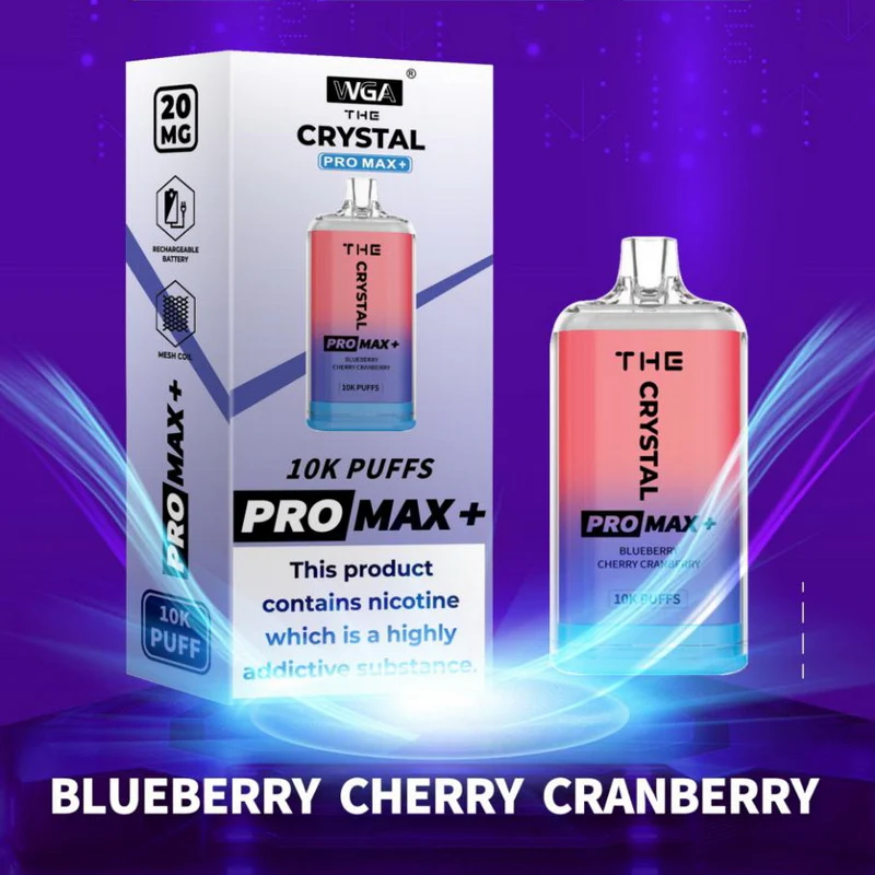 WGA Crystal Pro Max 10000 10k Puffs Sell Well Disposable Vape in wga crystal pro max 10000 blueberry cherry cranberry flavor