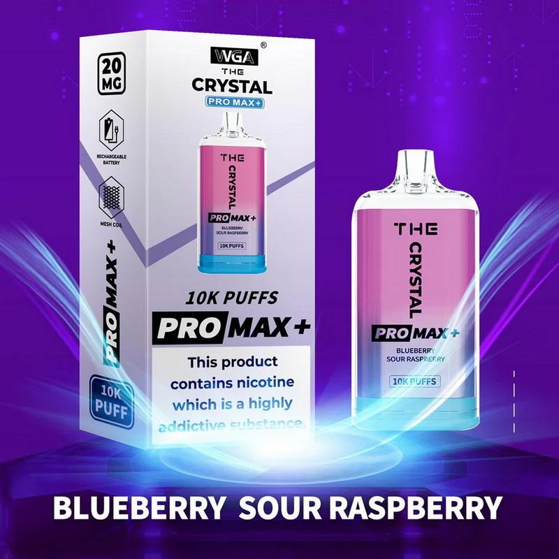 WGA Crystal Pro Max 10000 10k Puffs Sell Well Disposable Vape in wga crystal pro max 10000 blueberry sour raspberry flavor