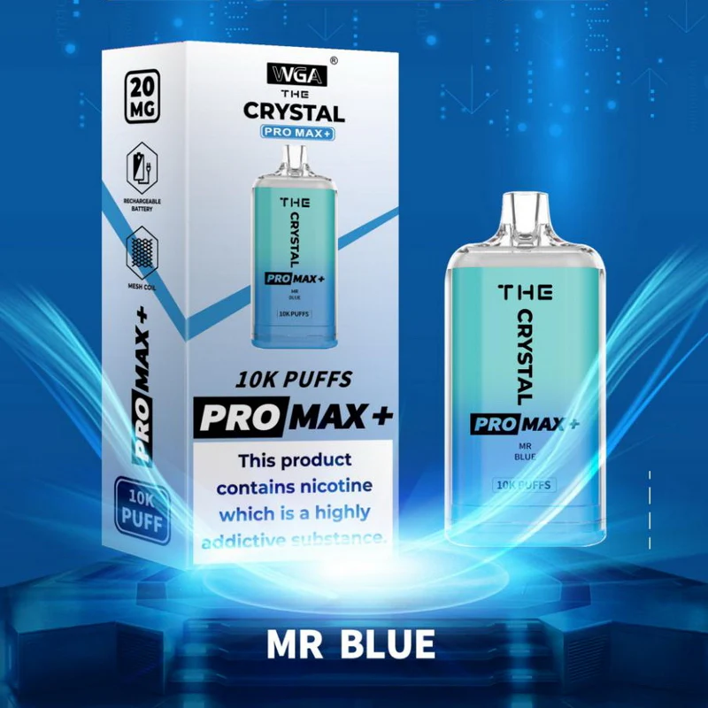 WGA Crystal Pro Max 10000 10k Puffs Sell Well Disposable Vape in wga crystal pro max 10000 mr blue flavor