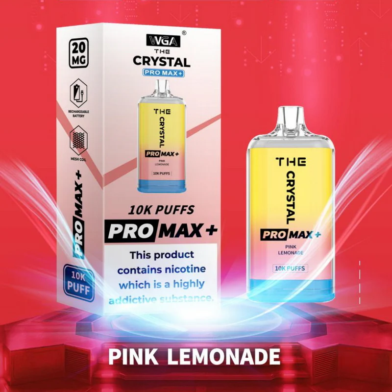 WGA Crystal Pro Max 10000 10k Puffs Sell Well Disposable Vape in wga crystal pro max 10000 pink lemonade flavor