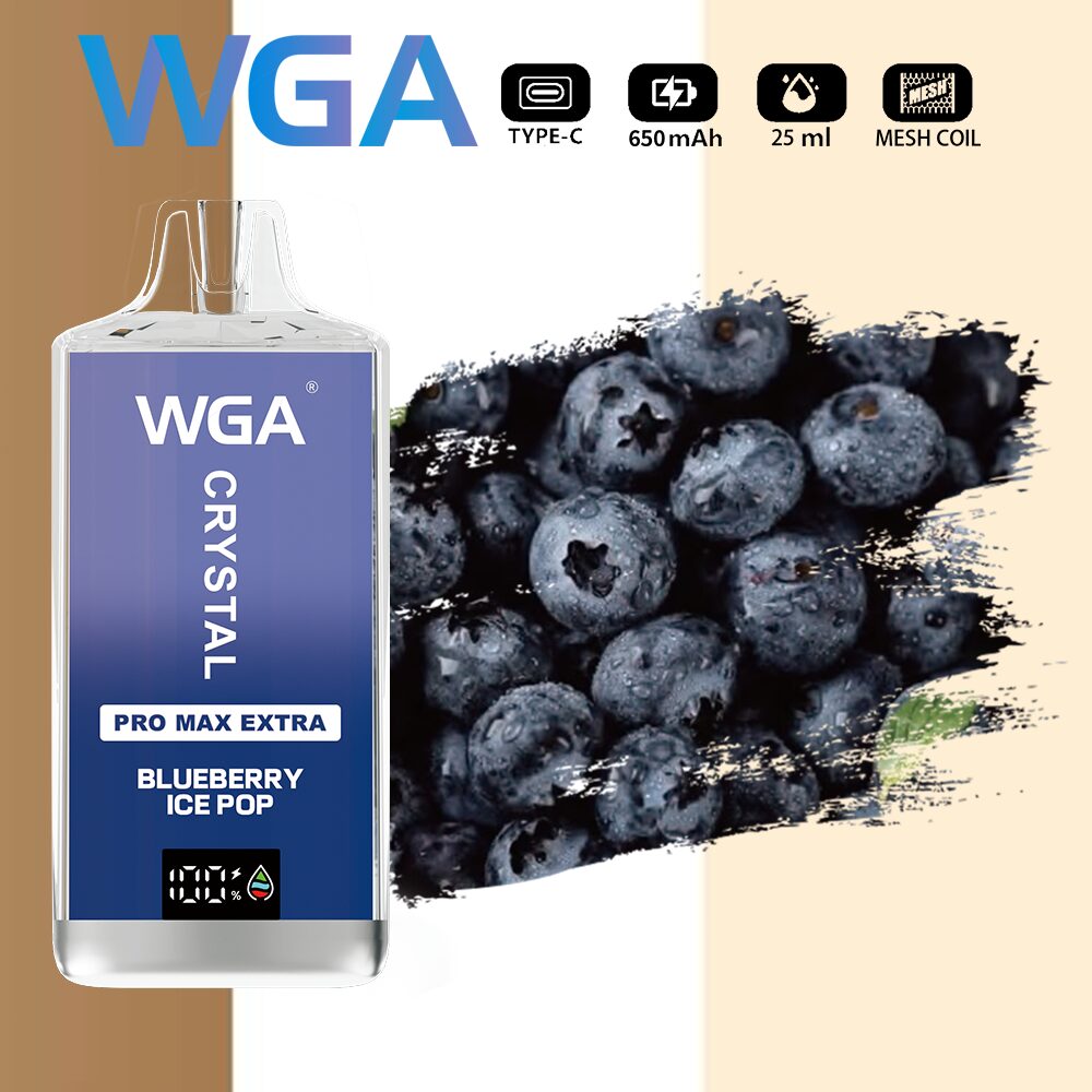 WGA Crystal Pro Max Extra 15000 15k Puffs Product LED Display Disposable Vape in wga 15000 blueberry ice pop flavor
