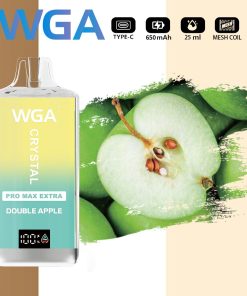 WGA Crystal Pro Max Extra 15000 15k Puffs Product LED Display Disposable Vape in wga 15000 double apple flavor